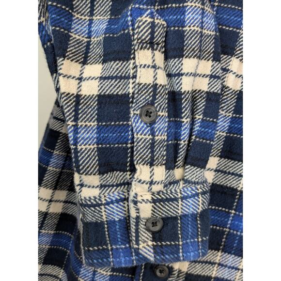 Orvis Mens Flannel Shacket Shirt Jacket XL Blue White Plaid Heavyweight Pockets - Picture 6 of 11
